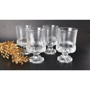 4 Vintage Clear (Ice) Juice / Wine Glasses Franciscan Glass Stemware Barware